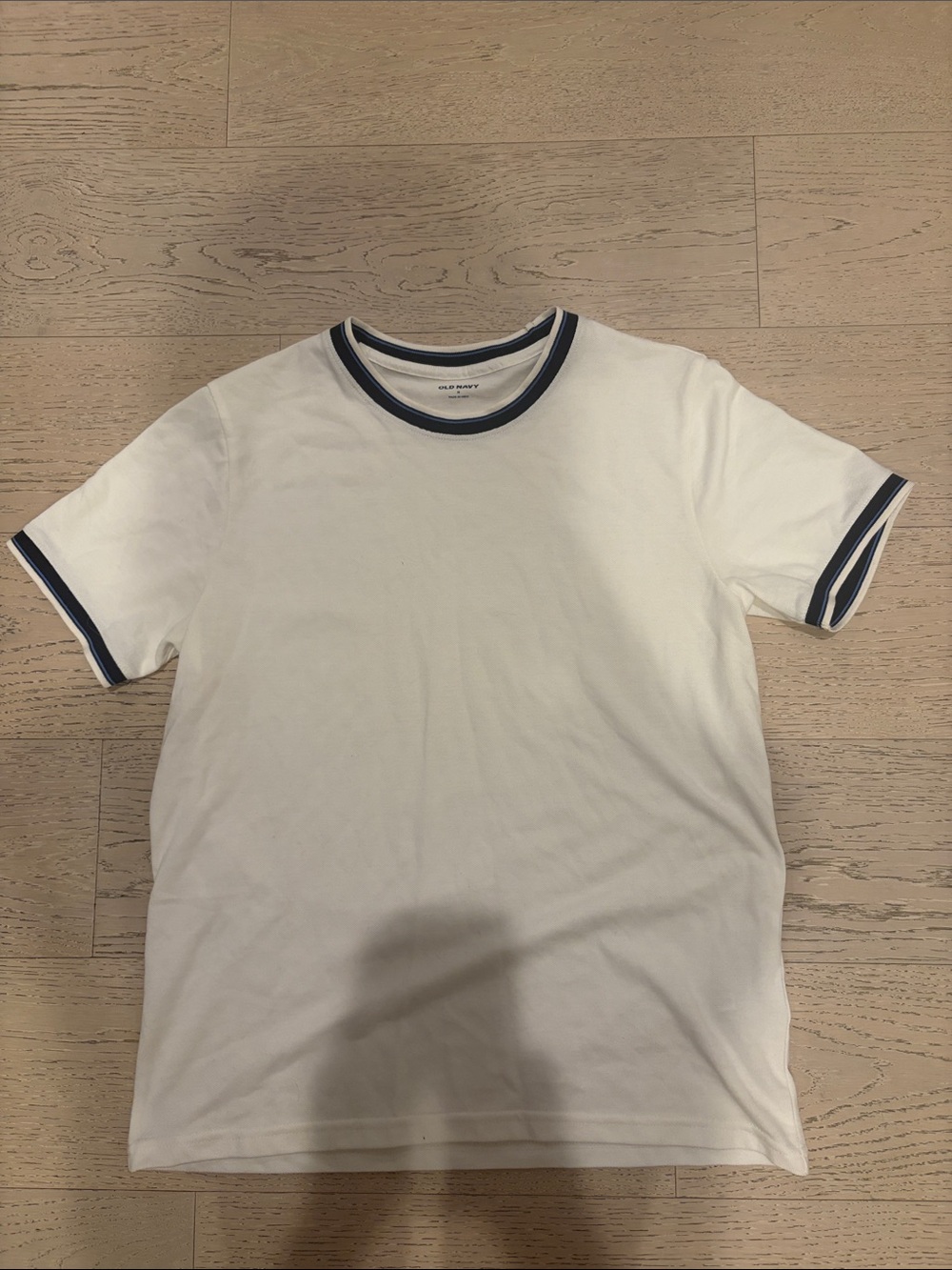 Old Navy White Short-Sleeve Ringer Tee with Navy Trim